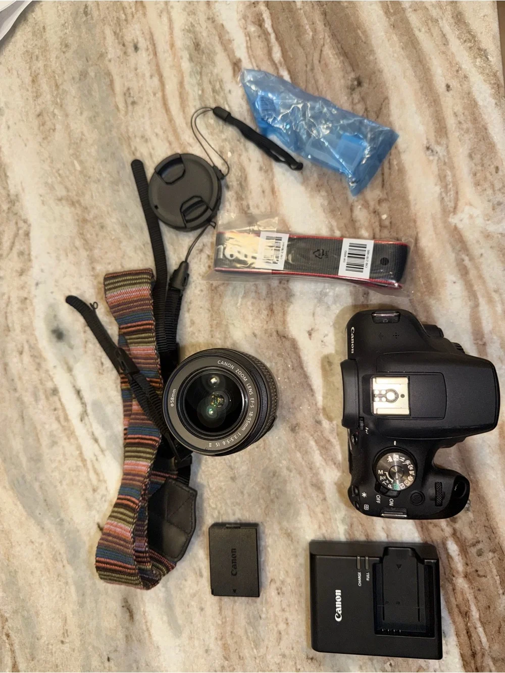 Canon DSLR Camera Body with Detachable 18-55mm Lens – Black